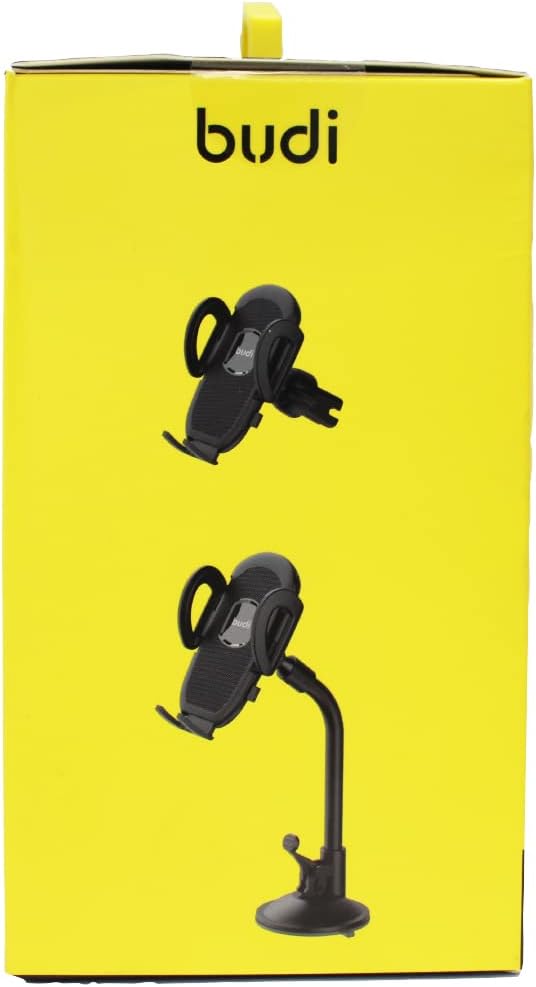 budi Universal Car Mobile Phone Mount, Suction Cup Dashboard-Window Holder with an extra Car Air Ventilation Bracket