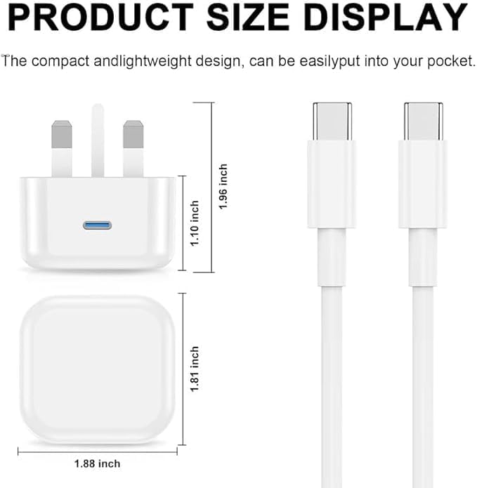 Budi - 20W USB-C PD Home Charger + USB-C PD 65W Fast Charge Data Cable - Mini Design