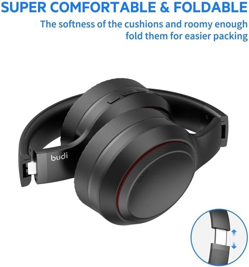 Budi Wireless Stereo Headphones Bluetooth 5.4 Foldable Built-in Microphone EP52B