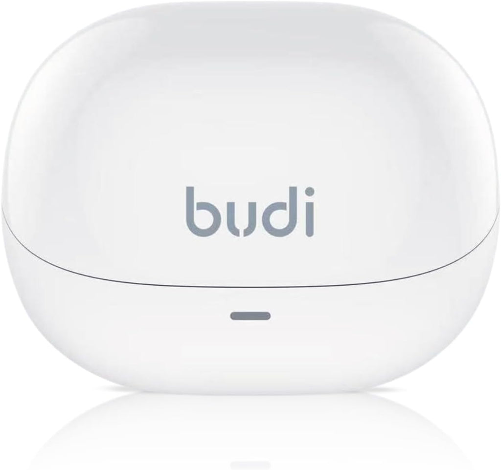BUDI Noise Cancelling True Wireless Earphones - Adaptive ANC up to –25dB - Bluetooth 5.0 | Powerful Bass & Pure Sound - Touch Control | Charging Case - Compatible with iOS & Android – White
