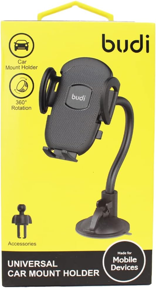 budi Universal Car Mobile Phone Mount, Suction Cup Dashboard-Window Holder with an extra Car Air Ventilation Bracket