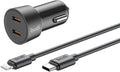Budi Mini Car Charger PD 33W Fast Charger with 2 x USB-C Port and 1.2m 8Pin Cable
