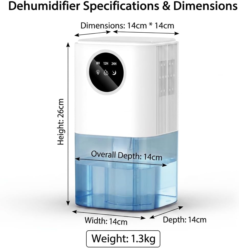 Small Dehumidifier for Home, 1700ml Capacity Portable Dehumidifiers (pearl white)