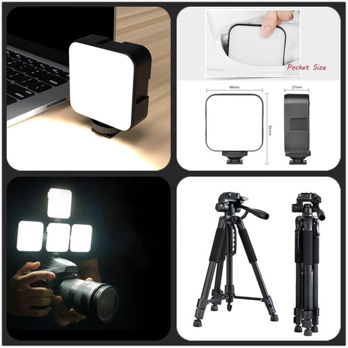 57'' Tripod Stand foldable 3 in 1 Wireless Microphone LED Light professional Video Vlogging Kit for YouTube TikTok instagram Starter Phone Camera Live Recording