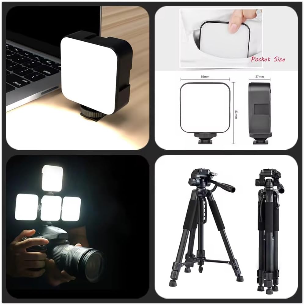 57'' Tripod Stand foldable 3 in 1 Wireless Microphone LED Light professional Video Vlogging Kit for YouTube TikTok instagram Starter Phone Camera Live Recording