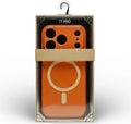 J&S MagSafe Compatible Case for iPhone 17 Pro, Orange Carbon Fiber Texture, Magnetic Wireless Charging, Camera Protection, TPU and PC Dual-Layer Construction