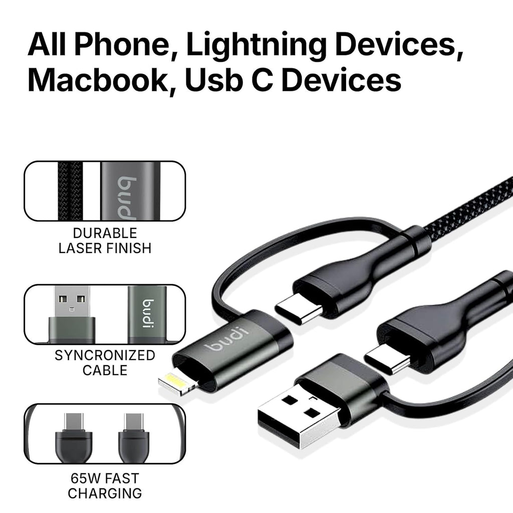 BUDI - PD 65W / 27W 4in1 Charge/Sync Cable - DC259ATTL2B