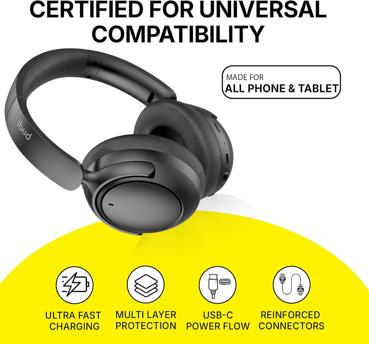BUDI Wireless Noice Cancelling Stereo Earphones Black, EP51B