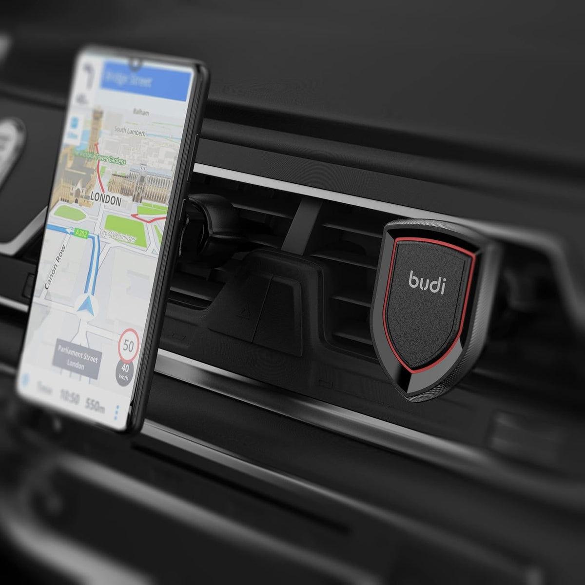 Budi Magnetic Car Phone Mount - 360° Rotating On-Board Holder with Strong Bullet Design - Convenient and Secure Driving Solution