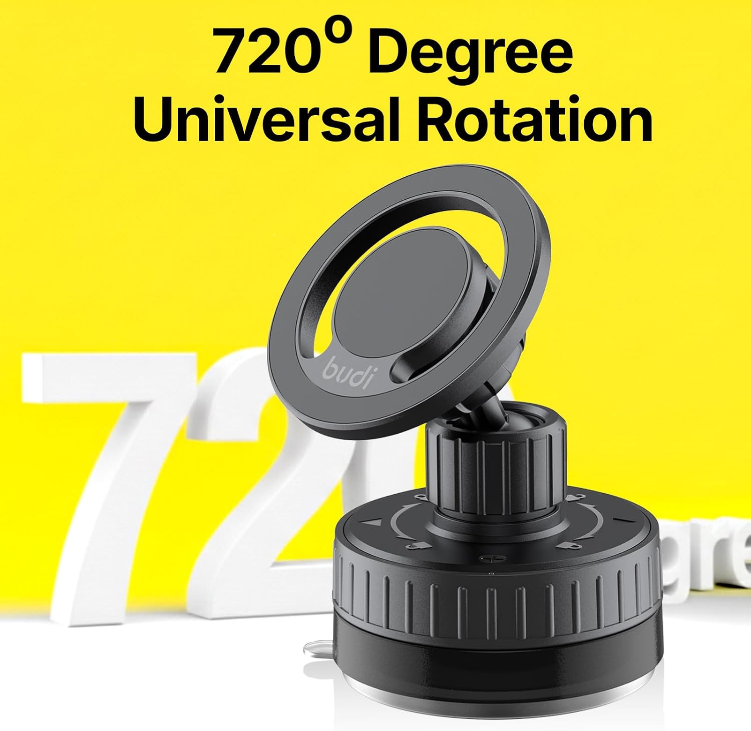 BUDI 2 in 1 Magnetic Universal Car Mount Rotation Base