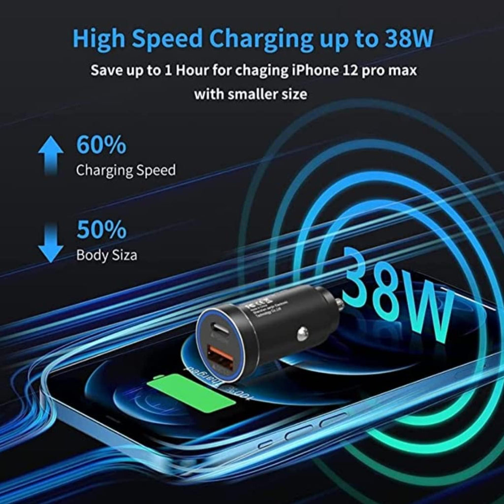 Samsung Car Charger, Budi 18PD Dual Port Fast USB C Car Charger 36W Aluminium Adaptor USB C Cable for Samsung Galaxy S20/S22