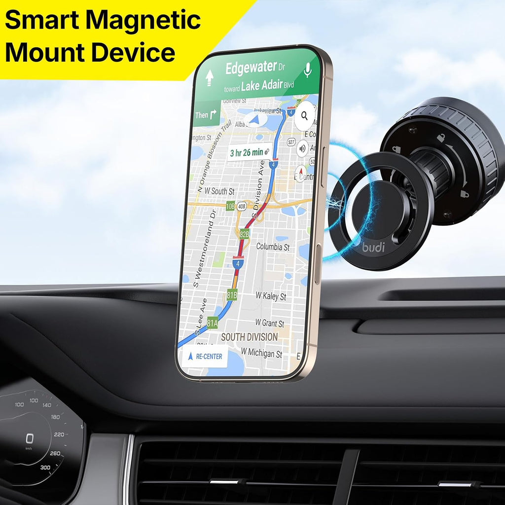 BUDI 2 in 1 Magnetic Universal Car Mount Rotation Base