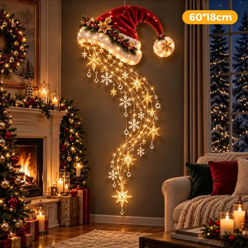 Christmas Magic Trail Wall Light-LED Glowing Christmas Scene Wall Decoration,Santa Sleigh Reindeer Hanging Decoration For Party