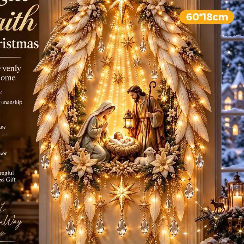 Christmas Magic Trail Wall Light-LED Glowing Christmas Scene Wall Decoration,Santa Sleigh Reindeer Hanging Decoration For Party