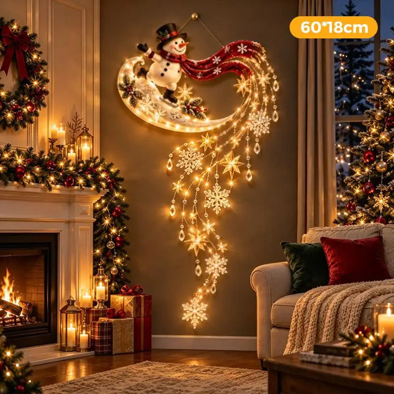 Christmas Magic Trail Wall Light-LED Glowing Christmas Scene Wall Decoration,Santa Sleigh Reindeer Hanging Decoration For Party